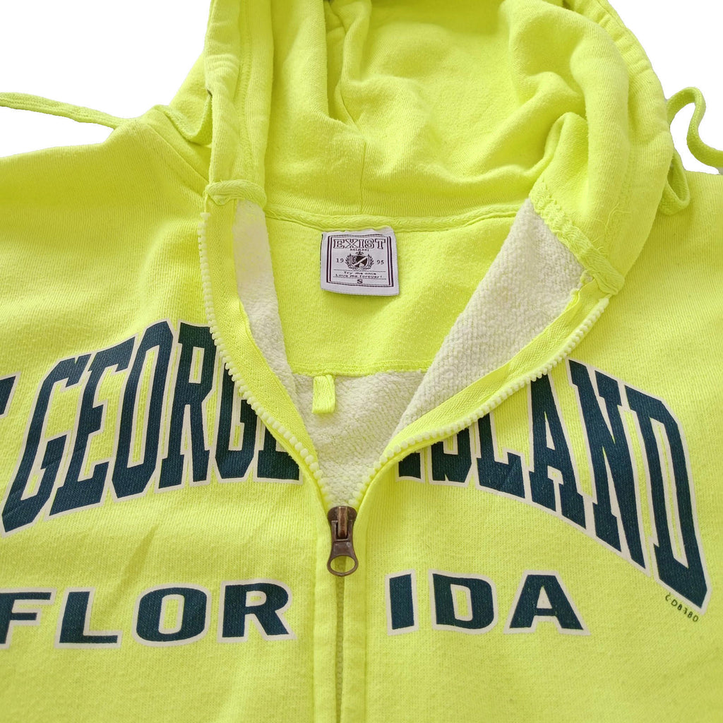 Exist Miami Yellow St George Island Hoodie Men's UK Size S Yellow Jersey Hooded Pockets Zip Front