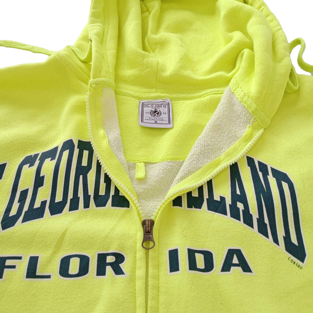 Exist Miami Yellow St George Island Hoodie Men's UK Size S Yellow Jersey Hooded Pockets Zip Front