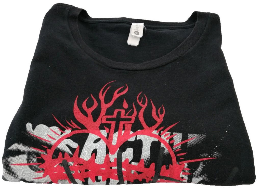 Next Level Black Actual Garbage T-Shirt Men's Size L Black Crew Neck Graphic Print 2023