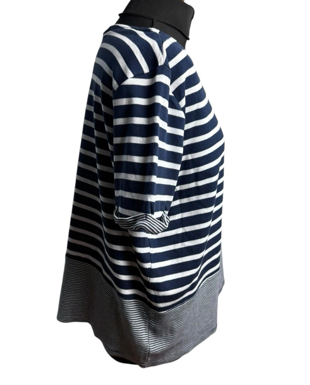 TU Navy Stripe Nautical T-Shirt Front Pocket 100% Cotton Women's UK Size 18