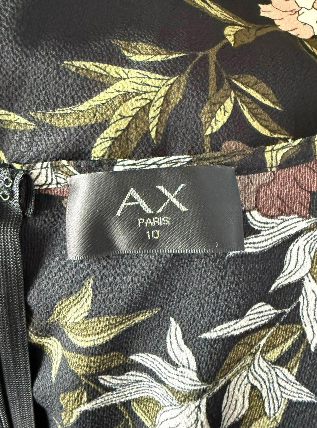 AX Paris Dress Black Floral Wrap Front Frill Knee Length Women's UK Size 10