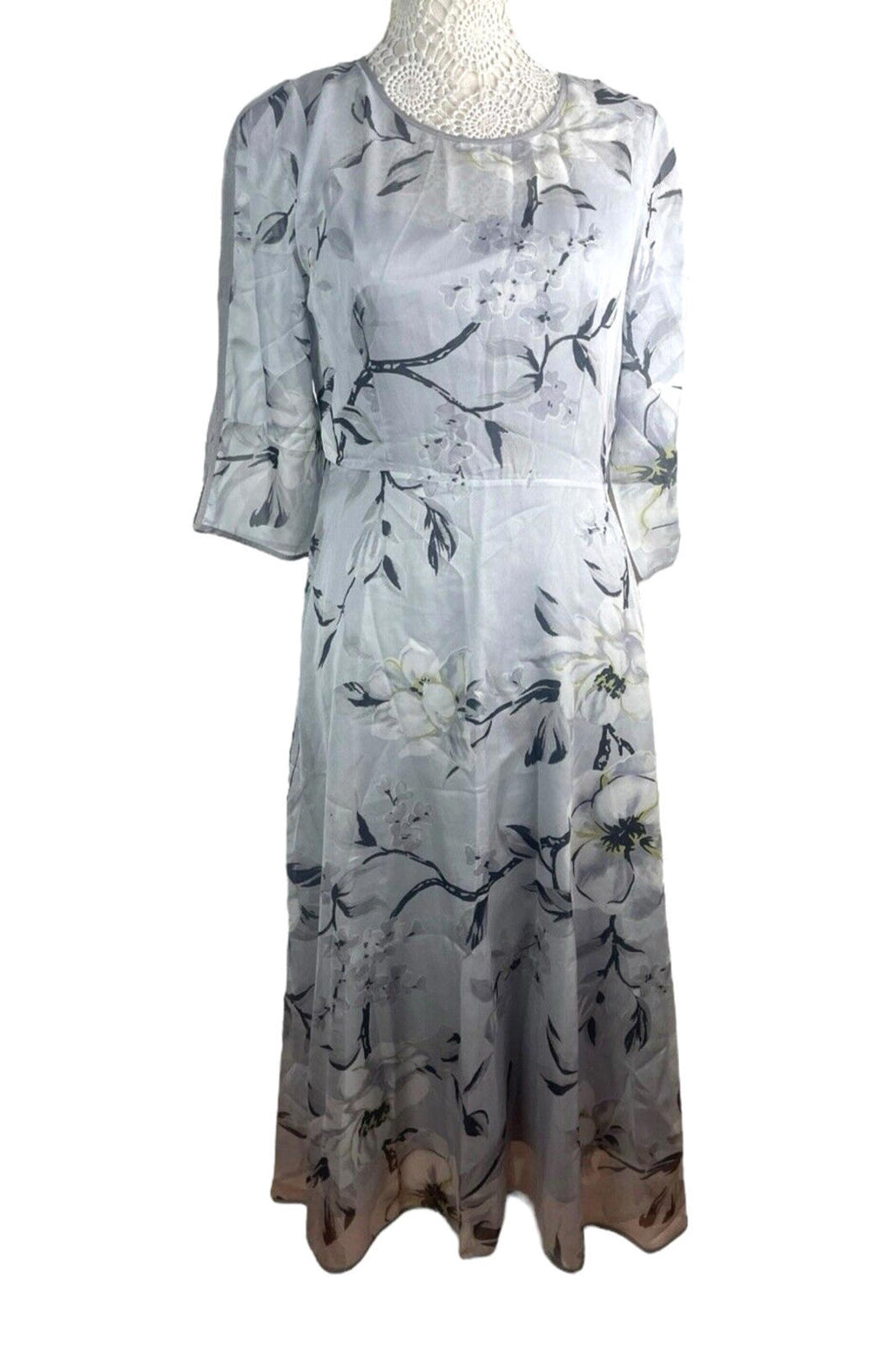 Floryday White Floryday Maxi Dress Silver Floral Occasion Dress A Line Women's UK Size S