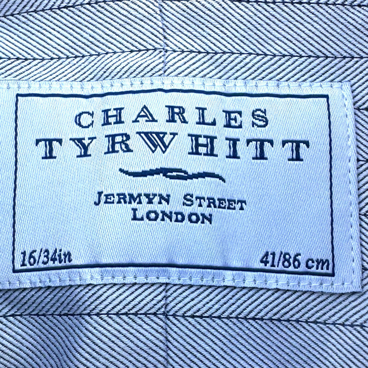 Charles Tyrwhitt Shirt Long Sleeve Striped 100% Cotton Blue Men's UK Size Large