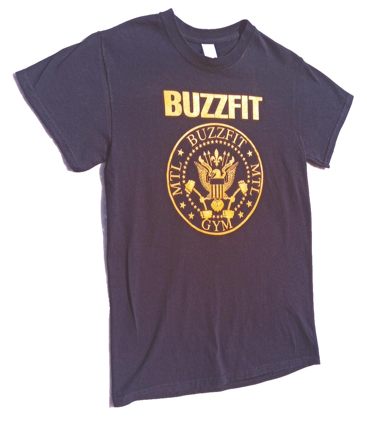 Gildan Black BuzzFit Gym T-Shirt Men's UK Size S Black Crew Neck Print 100% Heavy Cotton