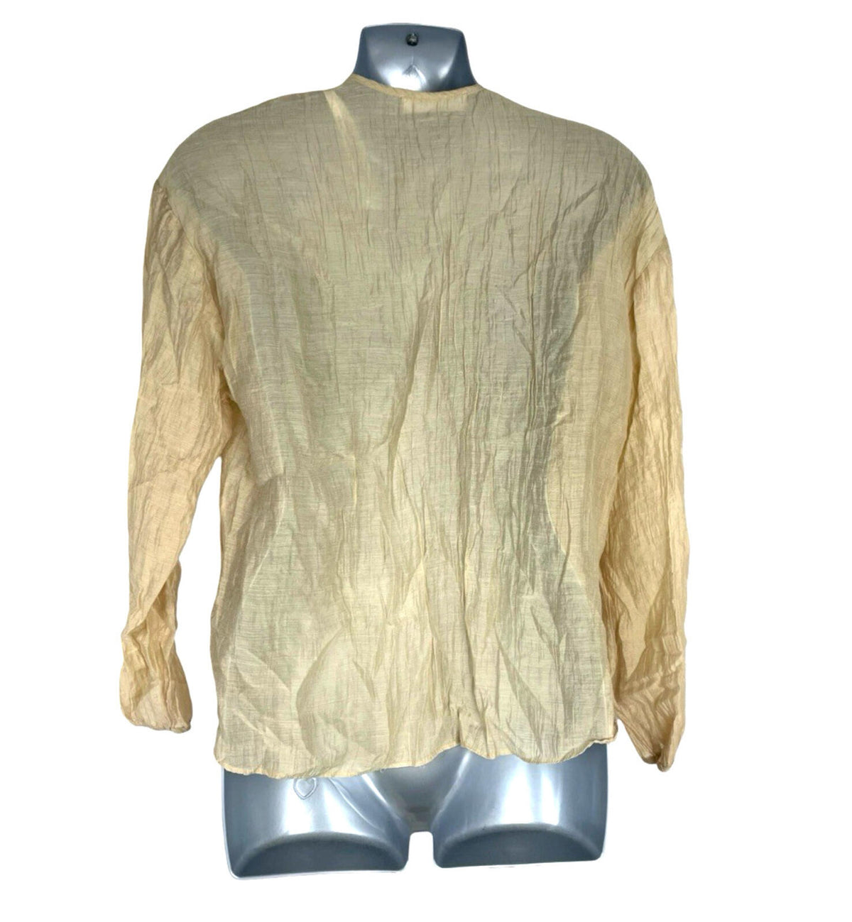 Primark Sheer Shirt Blouse Women’s UK Size S Button Up Crinkle Effect Beige