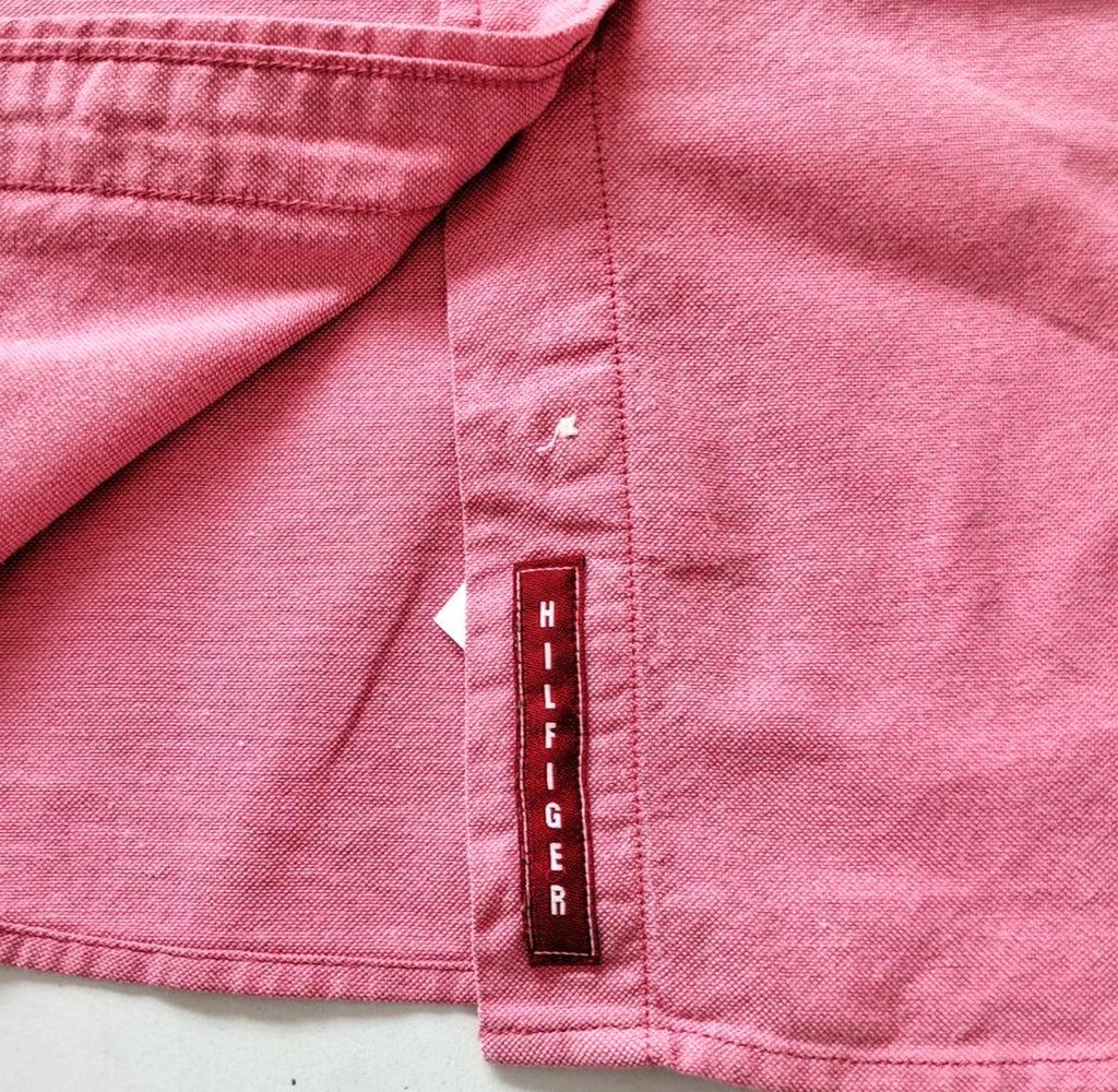 Tommy Hilfiger Shirt Men's UK Size S Pink Long Sleeve Pockets 100% Cotton