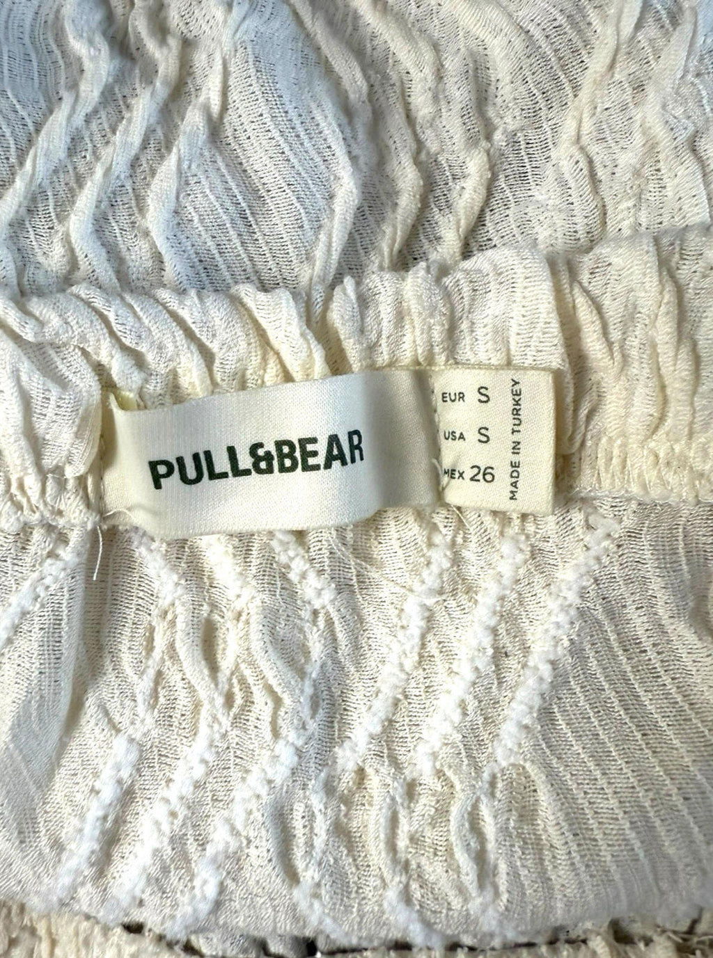Pull&Bear Beige Textured Co Ord Mini Skirt And Crop Top 2 Piece Set Women's UK Size S