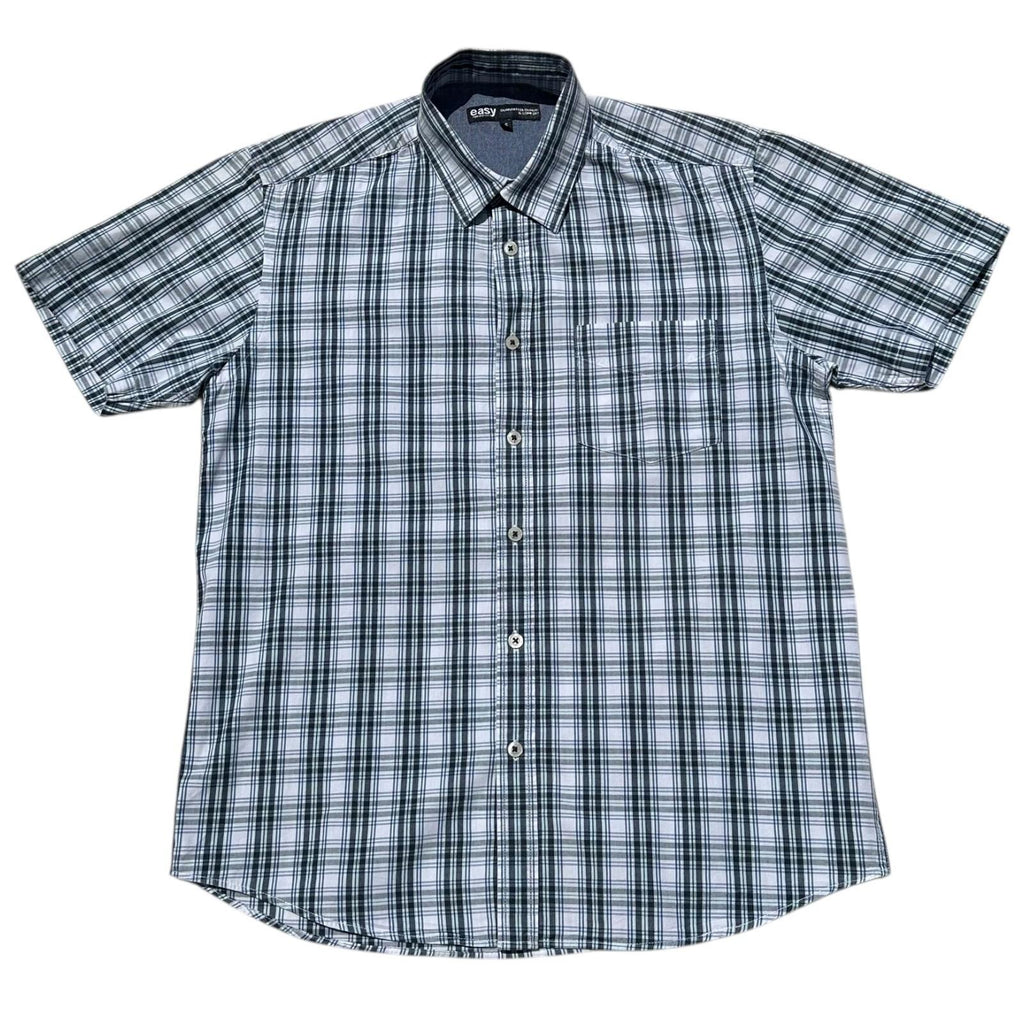 Easy Shirt Short Sleeve Check 100% Cotton Men's UK Size Small S