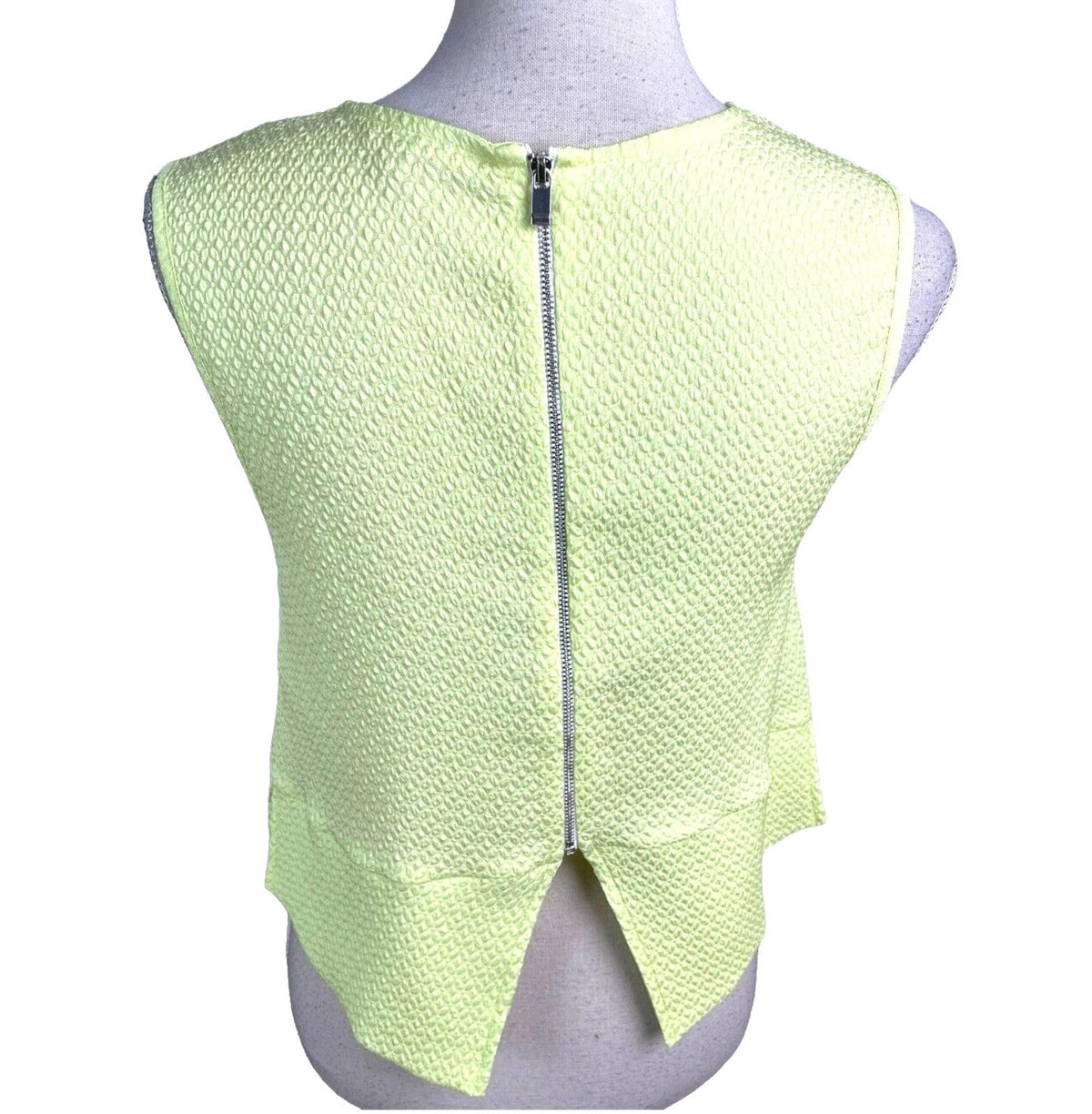 River Island Yellow River Island Neon Yellow Tank Top Cropped Textured Women's UK Size 12