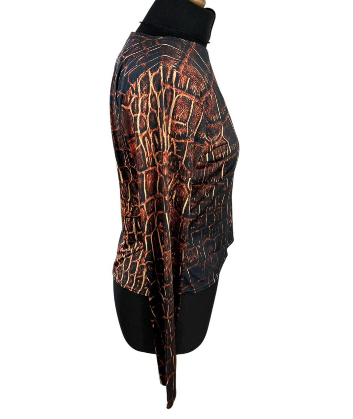Black Orange One Shoulder Top Twisted Strap Stretch Women's UK Size 14-16