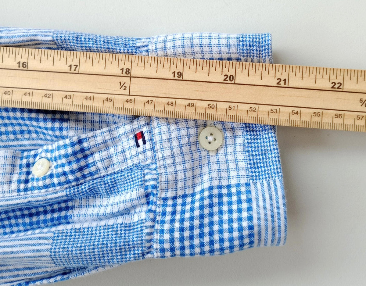 Tommy Hilfiger Men's UK Size 2XL Blue Check Long Sleeve Pockets Easy Care