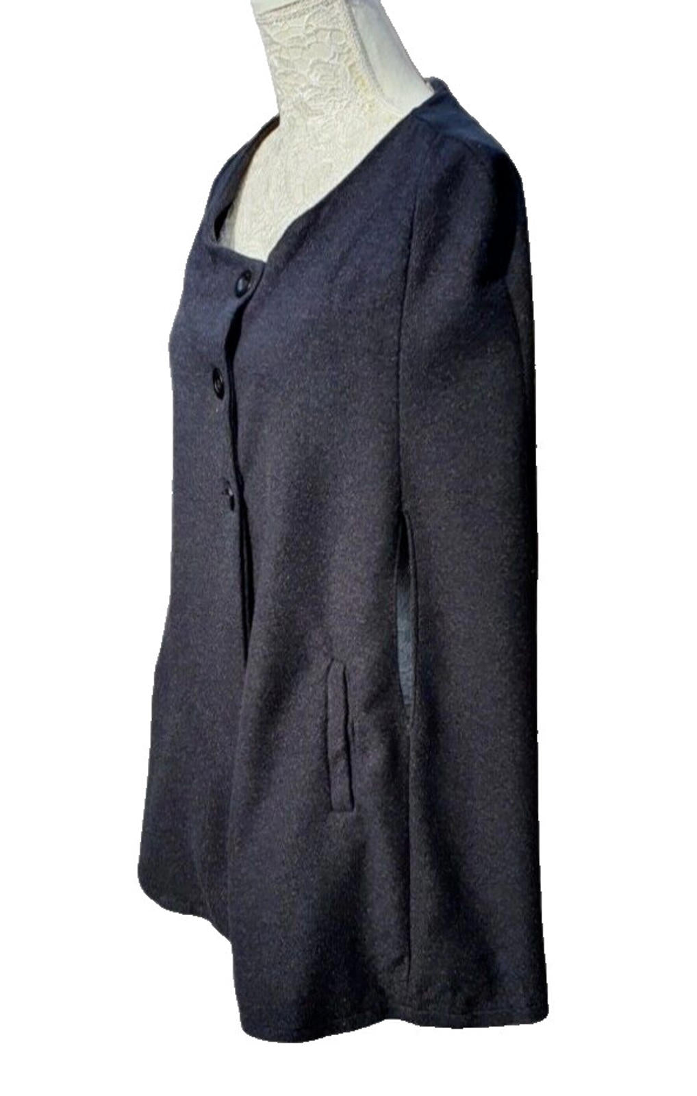 Black Shawl Women's UK Size 12-14 Large - Fleece Material - Poncho Coat Cloak