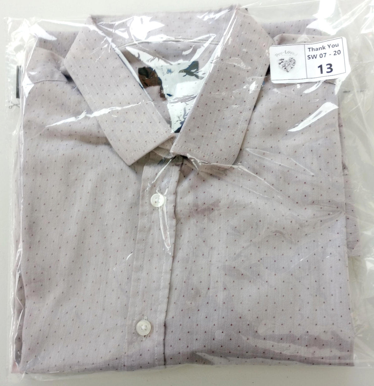 River Island Shirt Beige Long Sleeve 100% Cotton Men's UK Size M Geometric