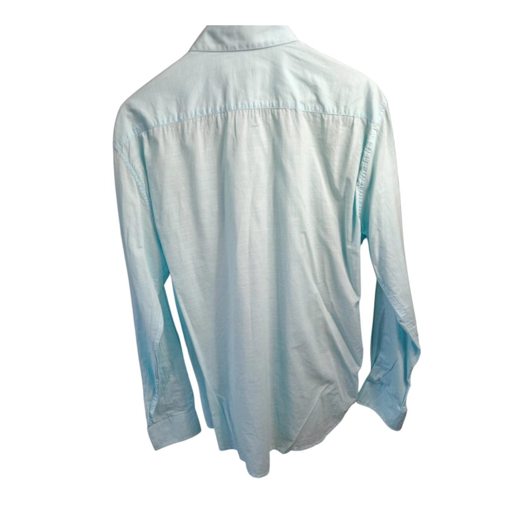 H&M Men's Shirt Green Long Sleeve 100% Cotton Men's UK Size L 44" Chest