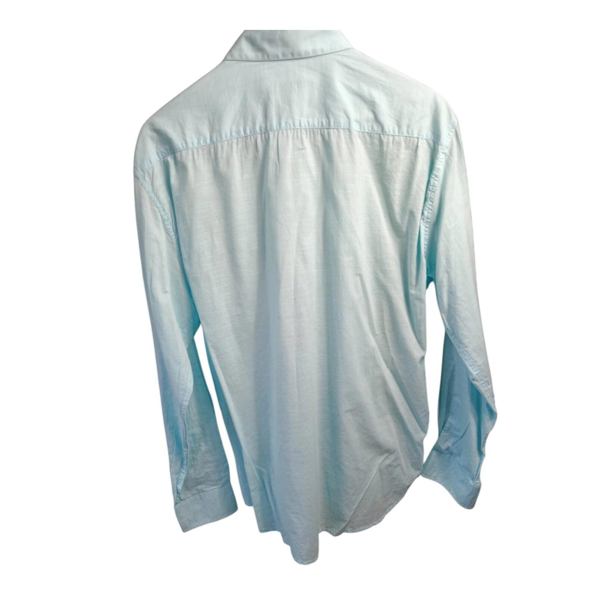 H&M Men's Shirt Green Long Sleeve 100% Cotton Men's UK Size L 44" Chest