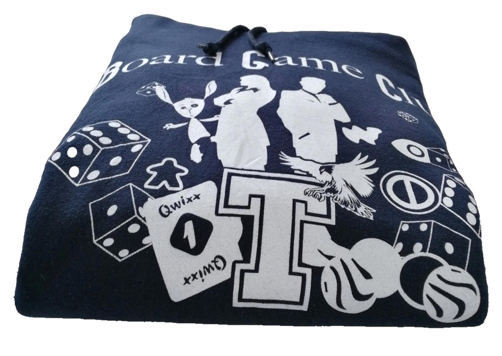 Gildan Navy Graphic Print Hoodie Men's Size M Navy Blue Jersey Board Game Club