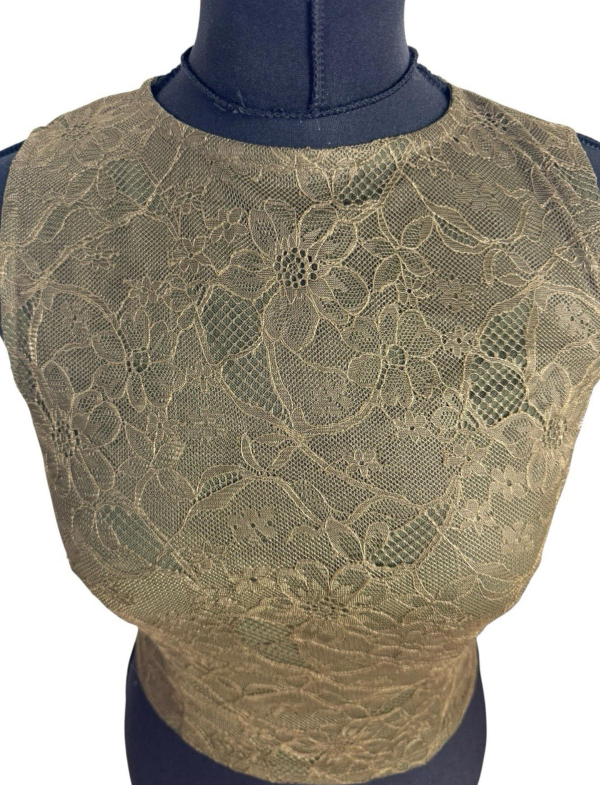 Pretty Little Thing Brown Lace Crop top Women's UK Size 8