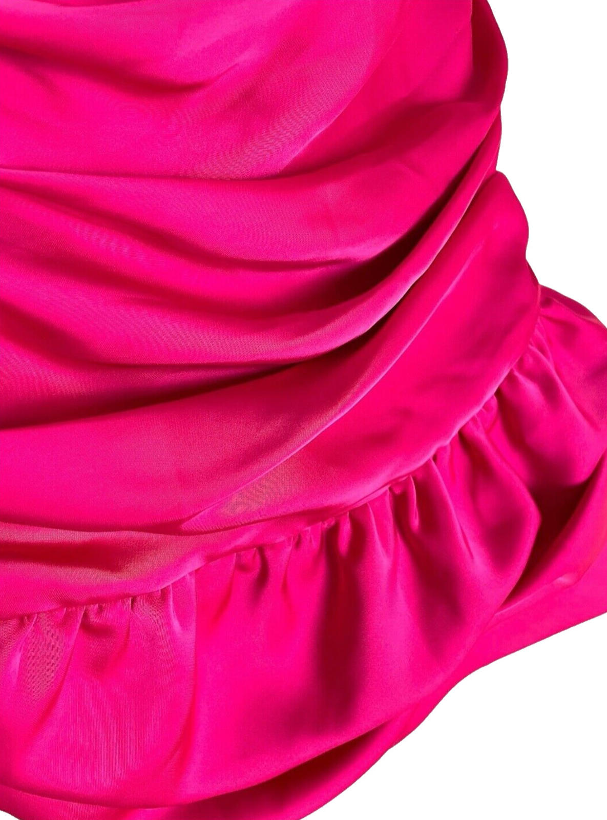 Pink Satin Ruffle Top Strapless Blouse Women's UK Size S