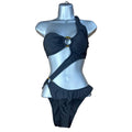Black Cut Out Side Swimsuit D Ring Padded One Shoulder Women's UK Size 8