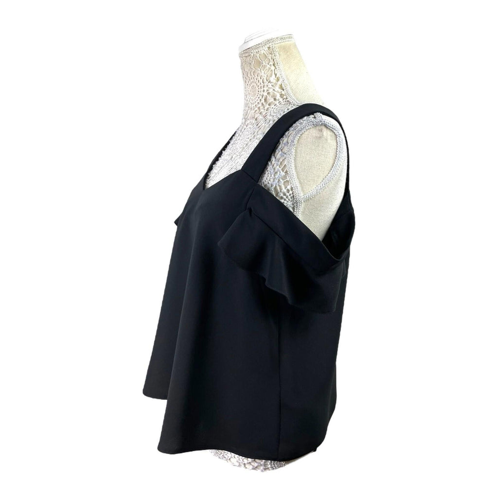 TopShop Black Peplum Top Frill Sleeve Women's UK Size 12