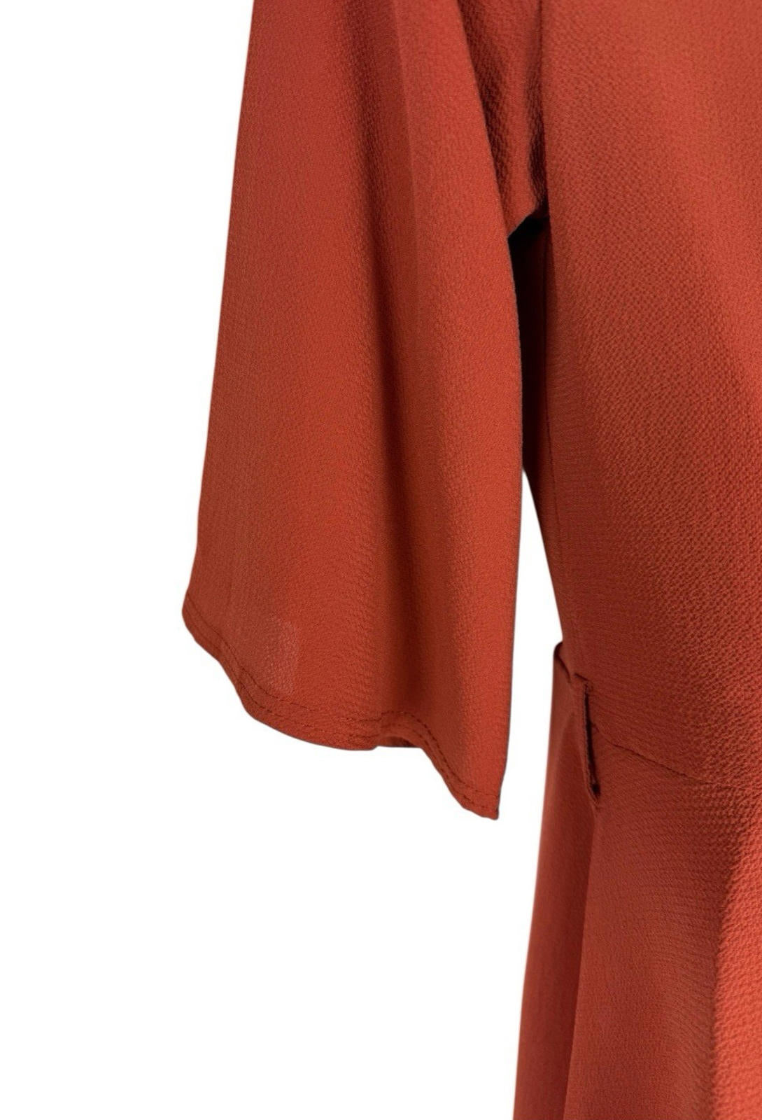Boohoo Burnt Orange Mini Dress V Neck 3/4 Sleeve Women's UK Size 12