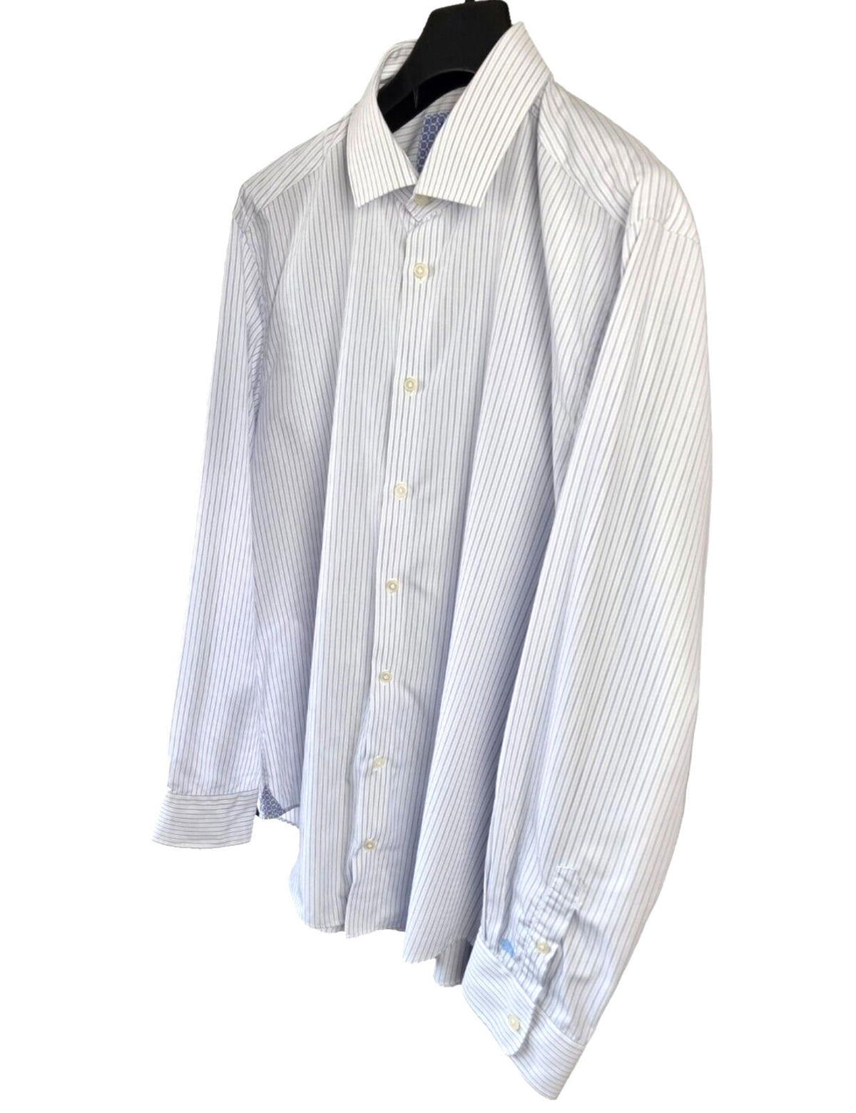 LUPI ROMANI Shirt Men's UK Size XL Slim Fit Non Iron Formal Striped Long Sleeve
