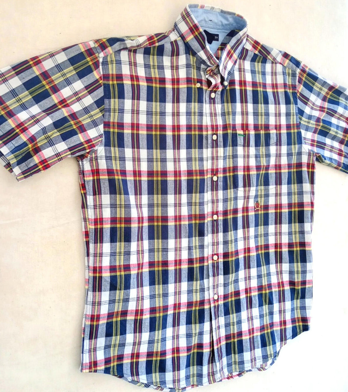 Tommy Hilfiger Shirt Men's UK Size L Red/Blue Check Short Sleeve Pockets