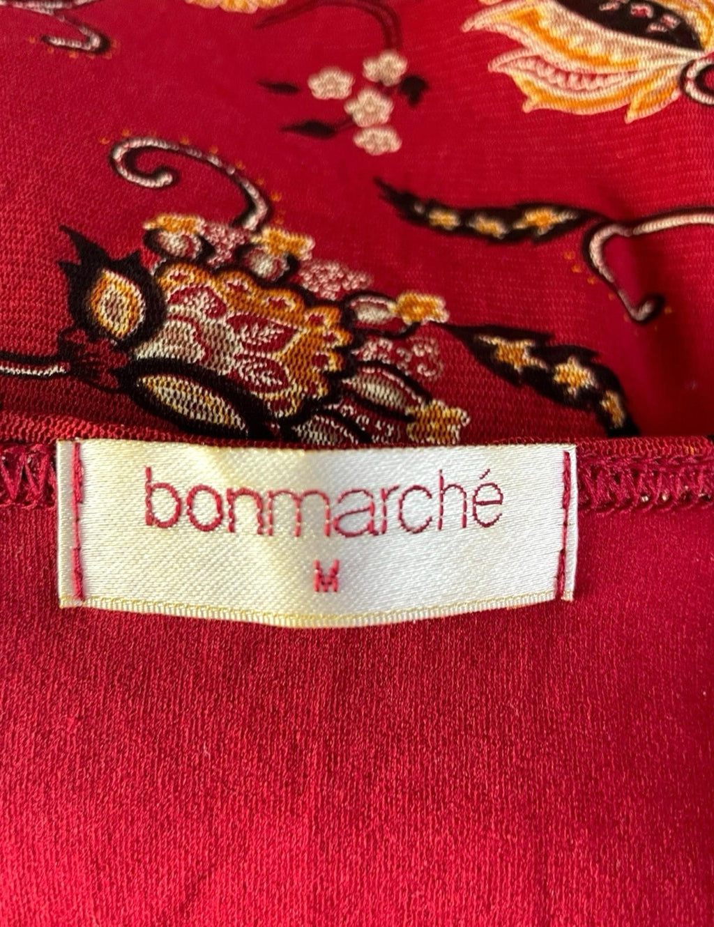 Bonmarche Blouse Red Floral Chiffon Top Women's UK Size M (10-12)