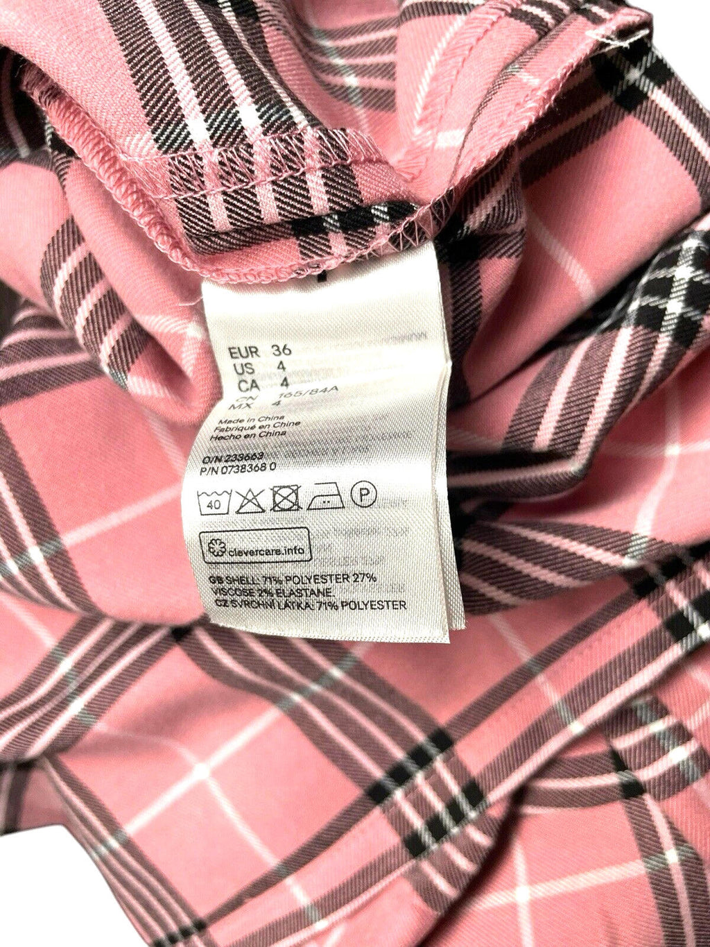 Divided Pink Check Pinafore Mini Dress Women's UK Size 8