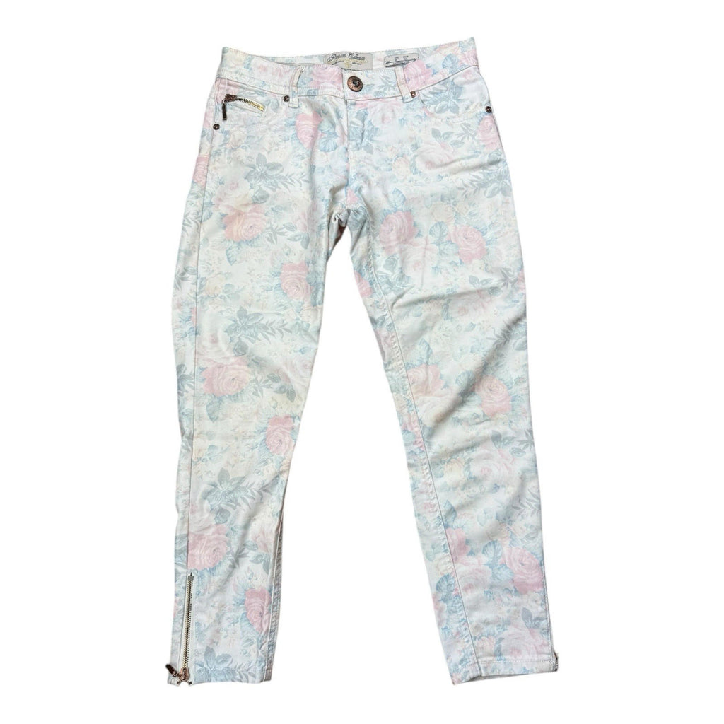 Parisian Collection Cropped Jeans Floral Print Stretch Women's UK Size 8