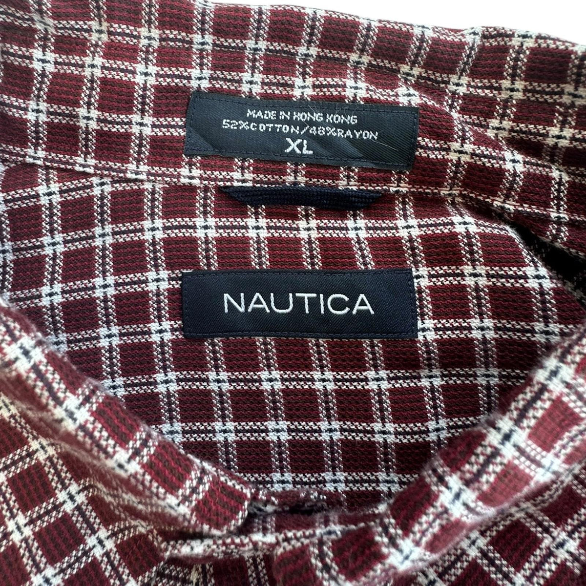 Nautica Shirt Men's UK Size XL Purple Plaid Pattern Long Sleeve Button Down