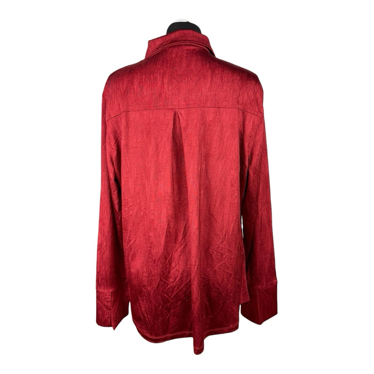 Next Satin Shirt Blouse Women's UK Size 20 Long Sleeve Collared Red