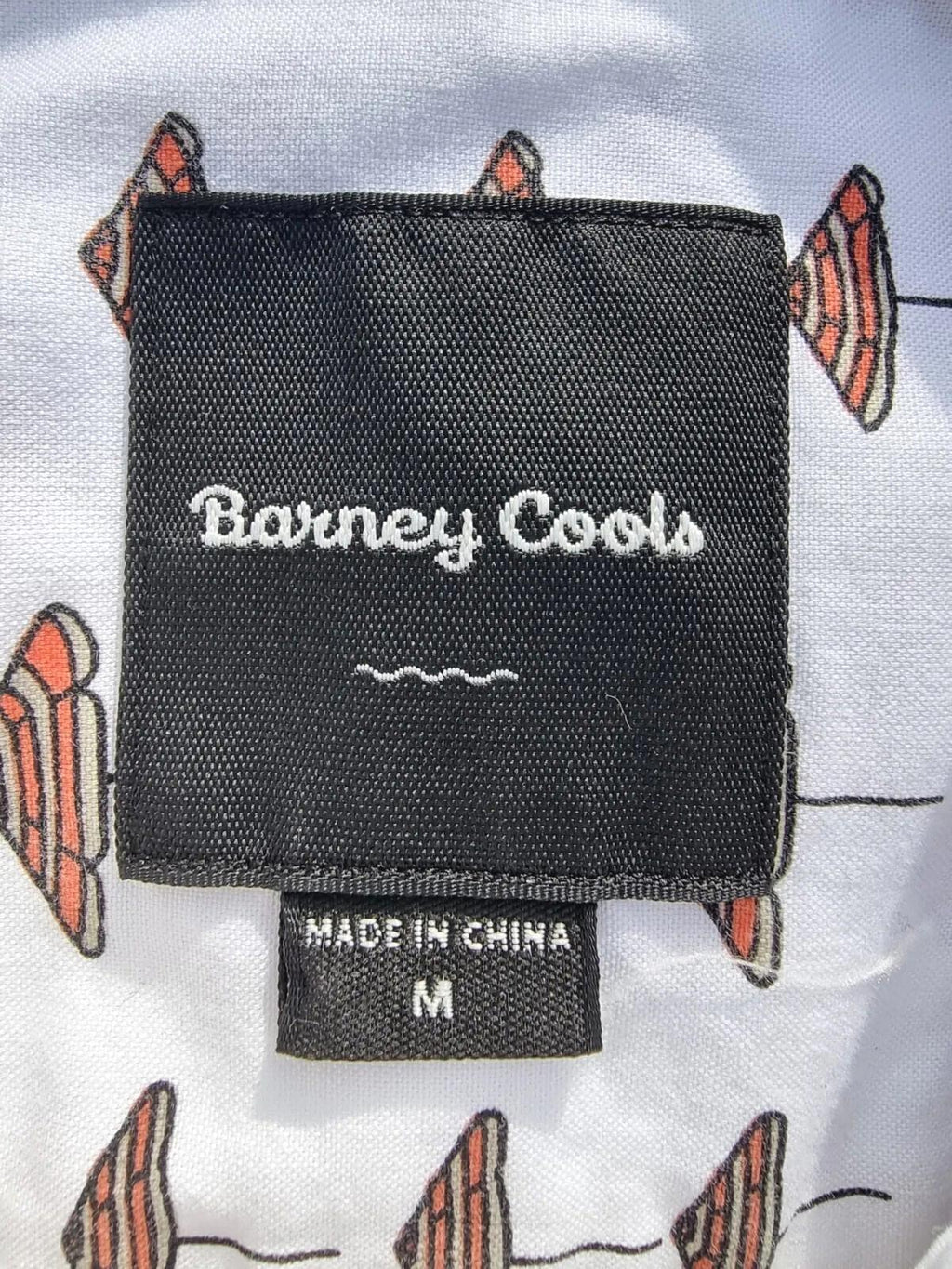 Barney Cools Shirt Short Sleeve Sunbrella Print Shirt White Men's UK Size M