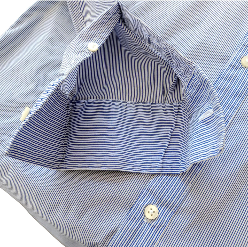 Next Shirt Men's UK Size M Blue Striped Long Sleeved Cotton Blend