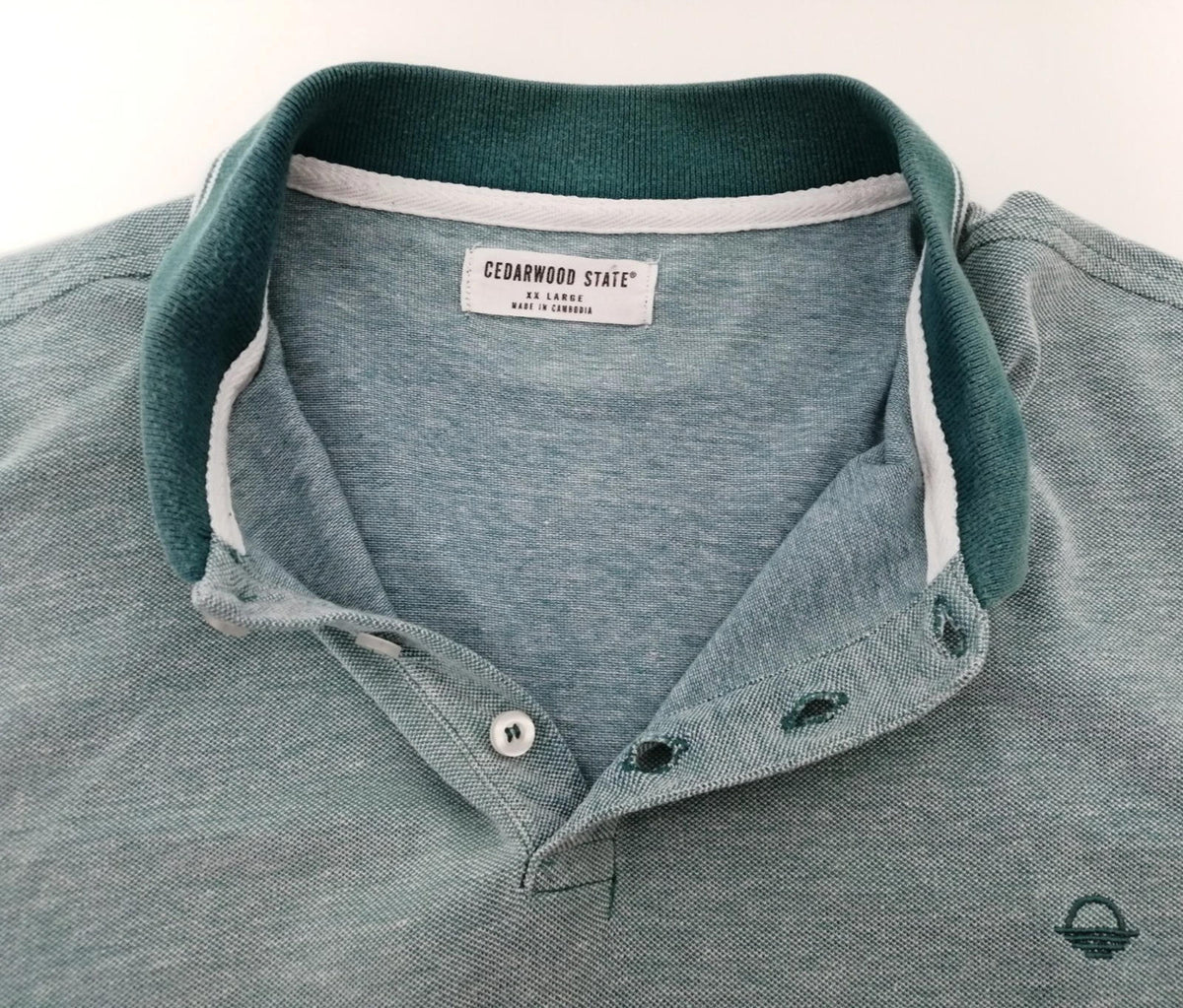 Cedar Wood State Turquoise Polo Shirt Men's Size 2XL Teal Blue Embroidered Logo 100% Cotton