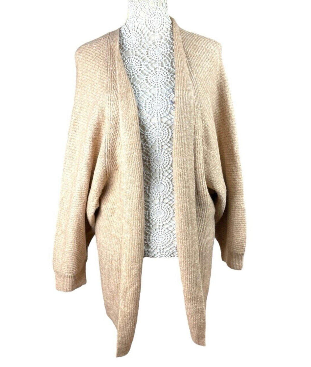 New Look Beige Long Cardigan Soft Touch Relaxed Fit Open Front Women's UK Size S