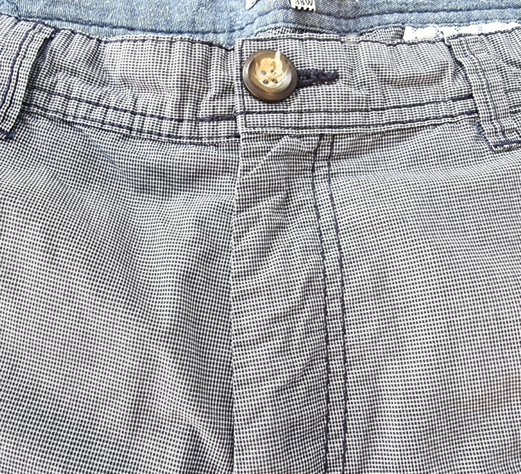 Boston Crew Chino Shorts Blue Check Pockets Men's UK Size 38" Waist