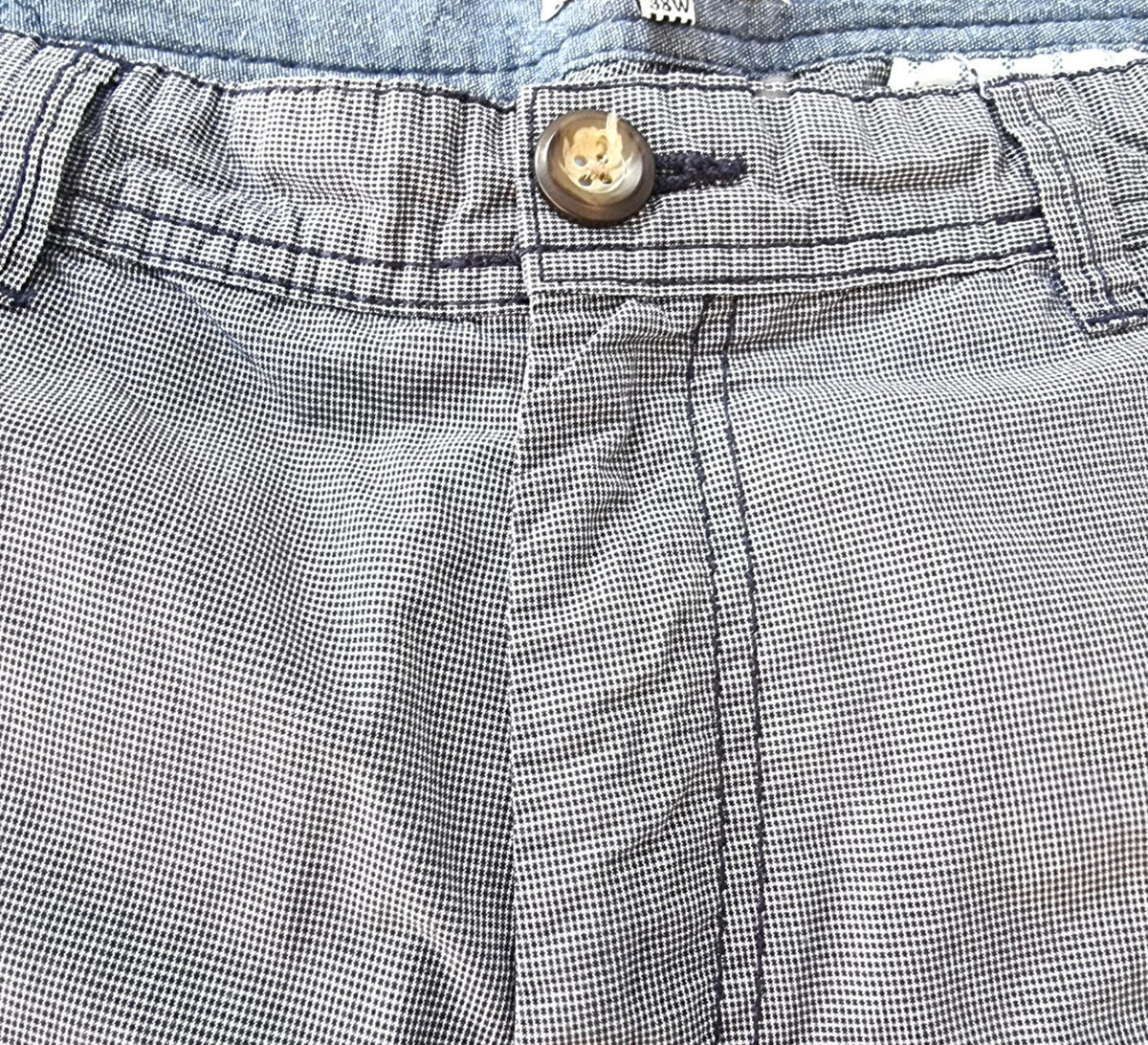 Boston Crew Chino Shorts Blue Check Pockets Men's UK Size 38" Waist
