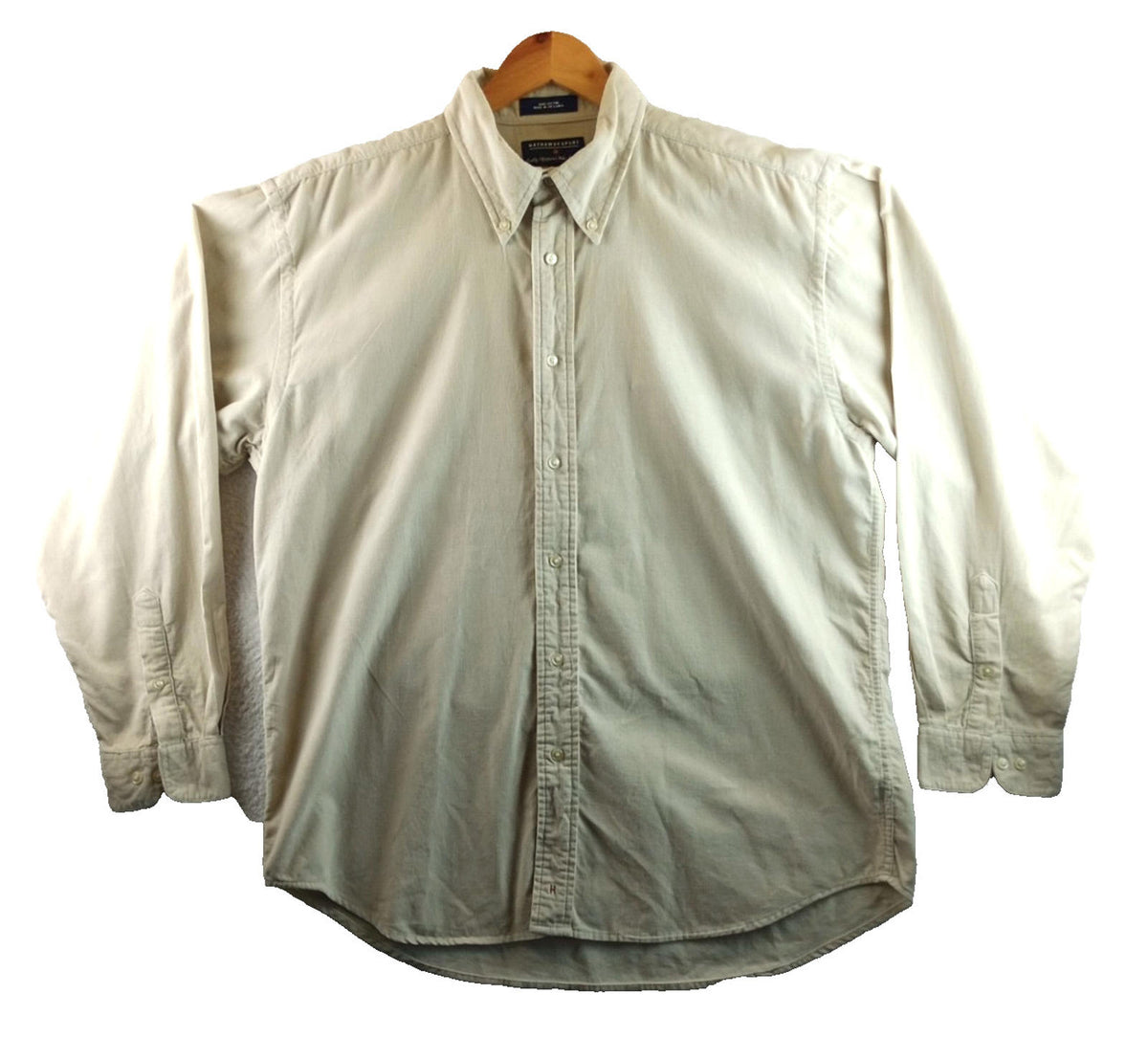 Hathaway Sport Corduroy Shirt Men's UK Size XL Beige Long Sleeve 100% Cotton