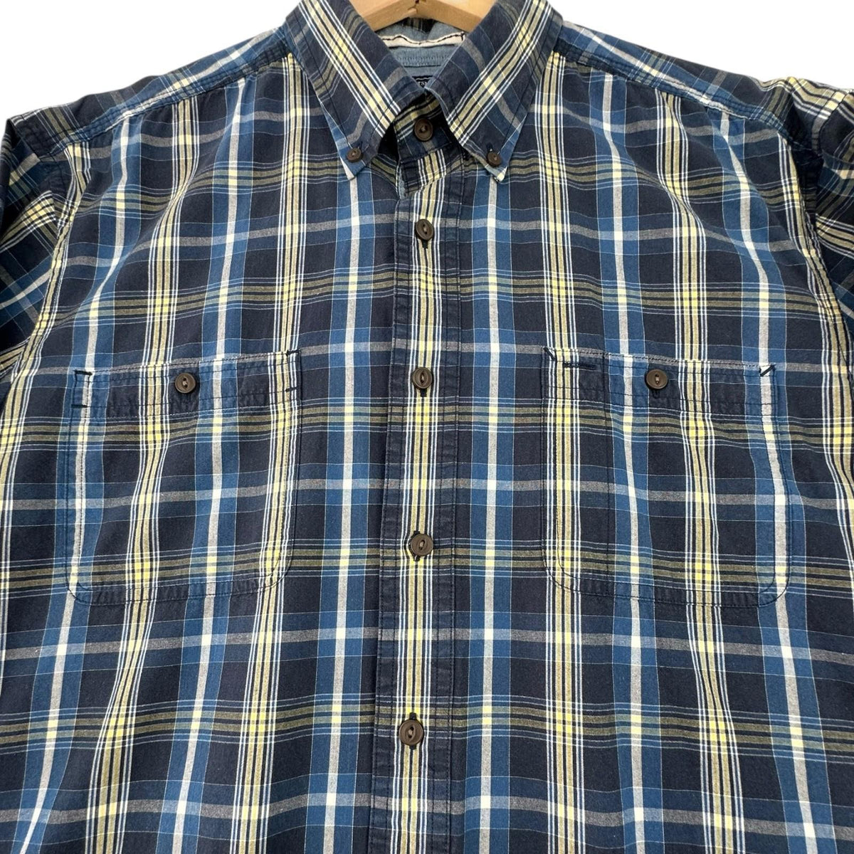 Nautica Shirt Men's UK Size L Blue Striped Long Sleeve Pockets Buttondown Collar