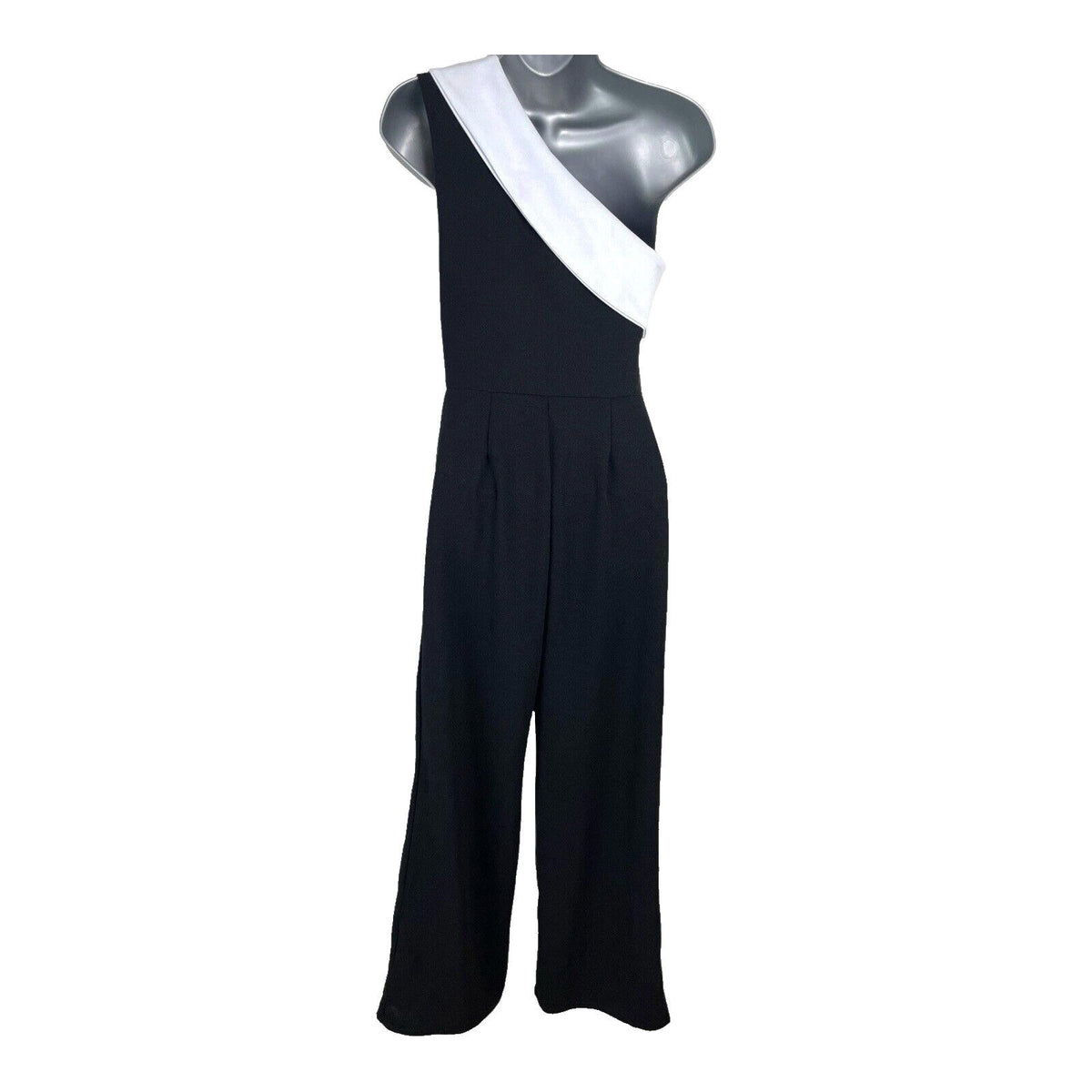 Boohoo Mono Wide Leg Jumpsuit Women’s UK Size 8 One Shoulder Asymmetric Neckline