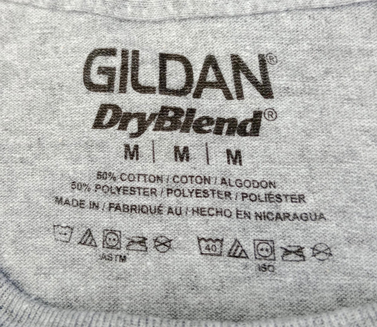 Gildan Gray Softball Camp Graphic Print T-Shirt Men's UK Size M Grey Crew Neck Cotton Mix