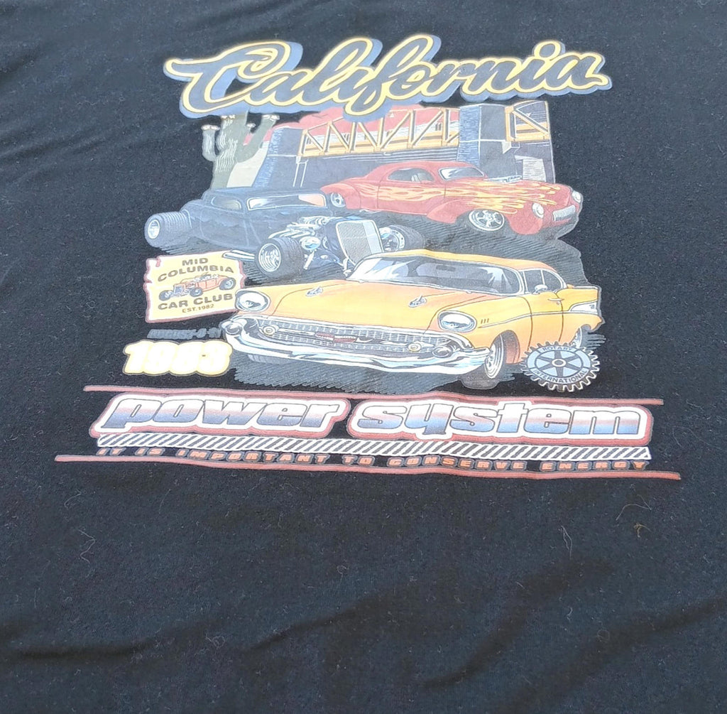 SHEIN Black California Graphic Print T-Shirt Men's UK Size S Black Crew Neck 100% Cotton
