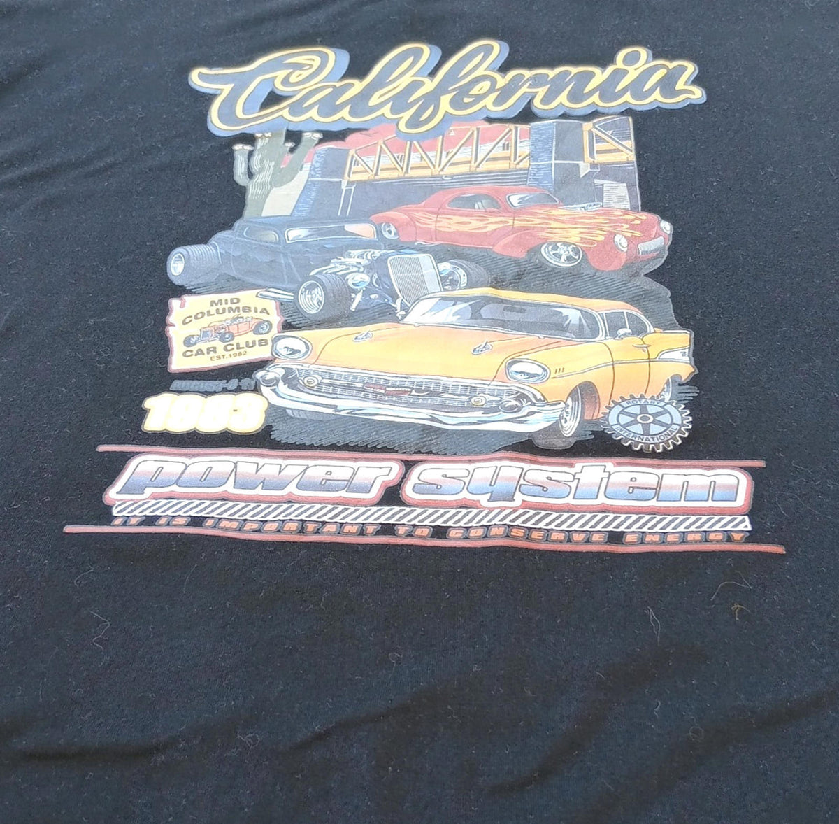 SHEIN Black California Graphic Print T-Shirt Men's UK Size S Black Crew Neck 100% Cotton