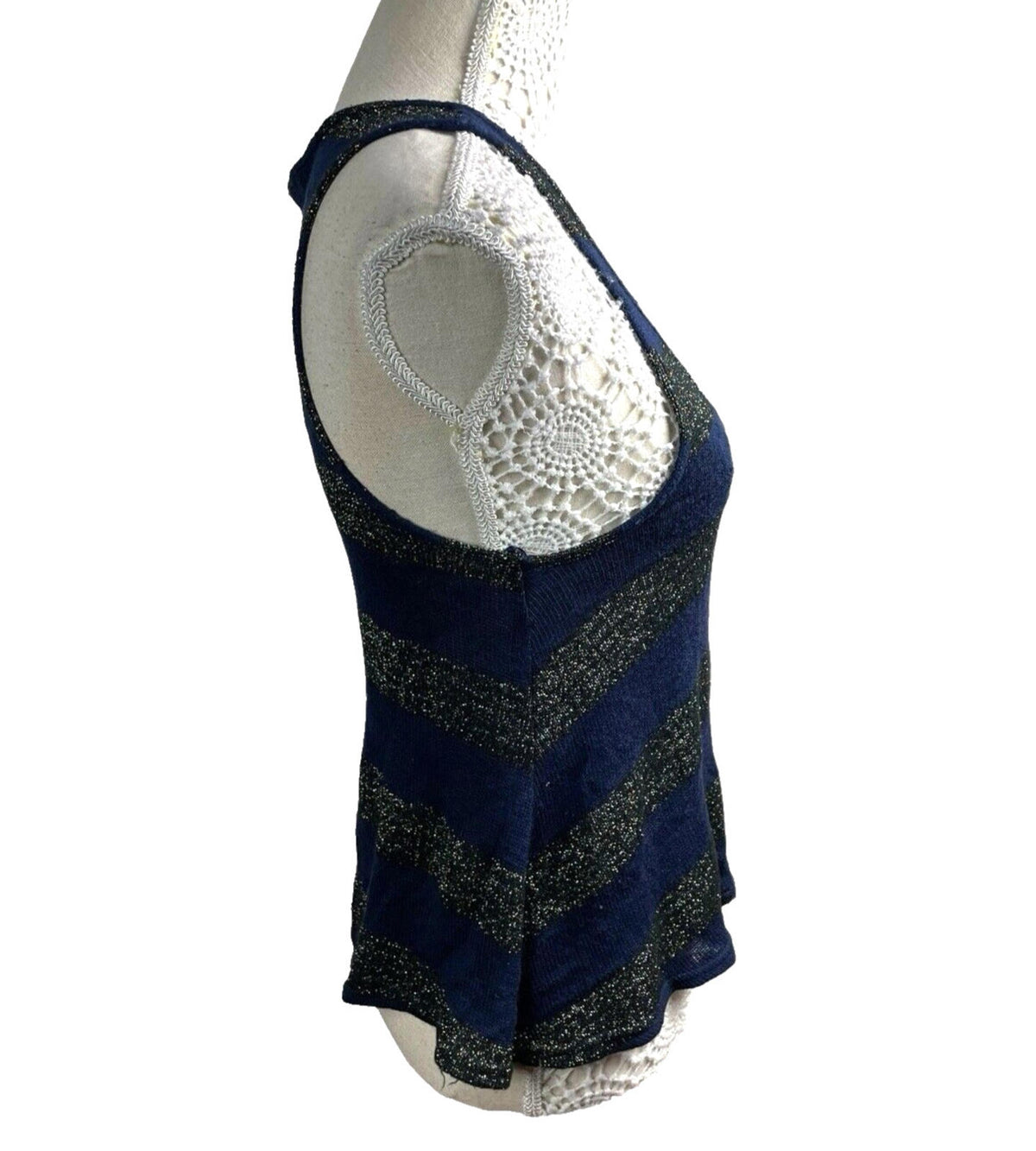 New Look Knit Tank Top Glitter Stripe Detail Women's UK Size 8