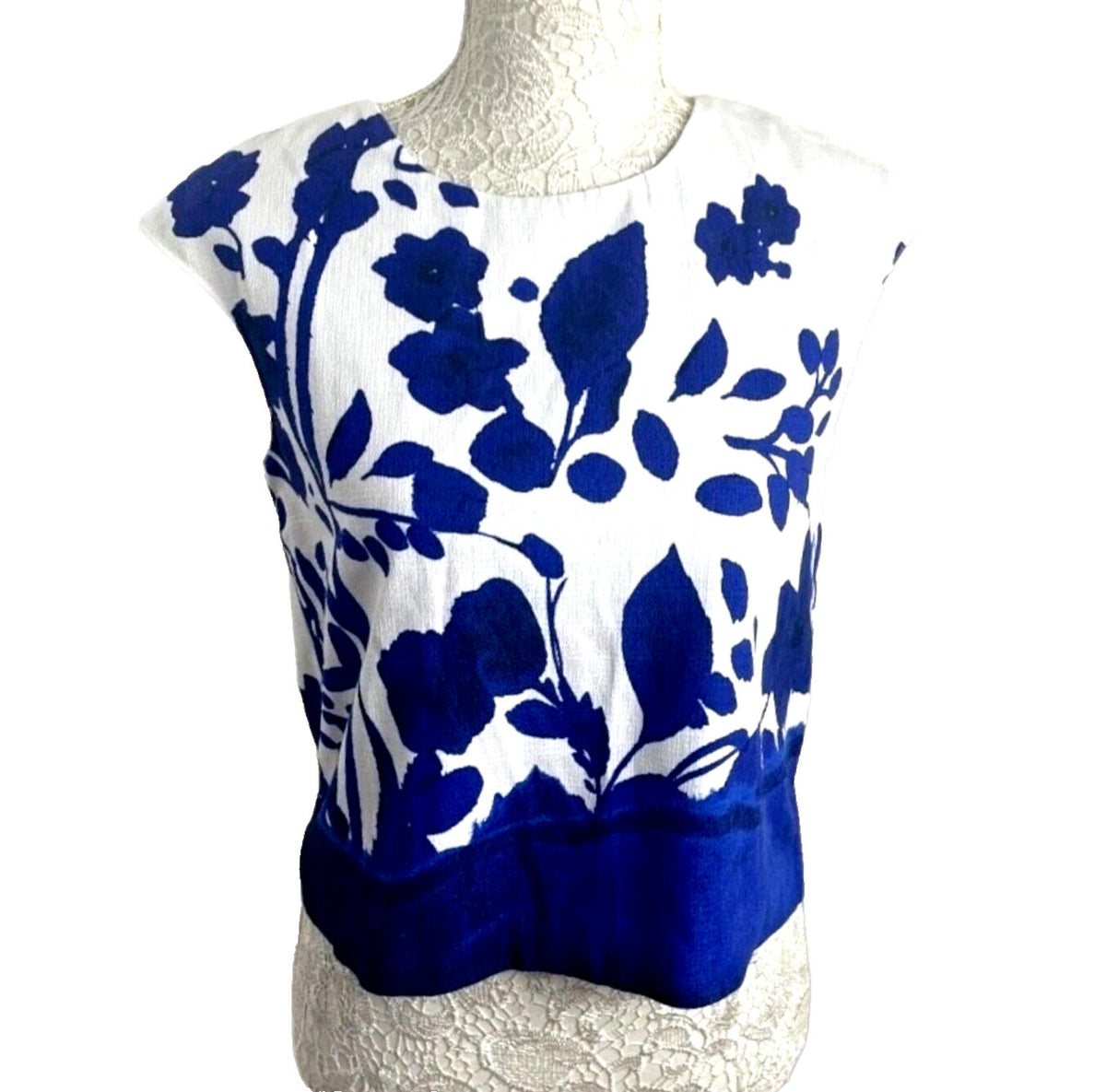 ZARA White Zara Textured Floral Cotton Blend Crop Top Women's UK Size Small S