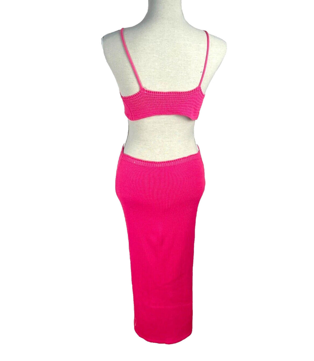 Cut Out Maxi Dress Pink Knit Women's UK Size 8