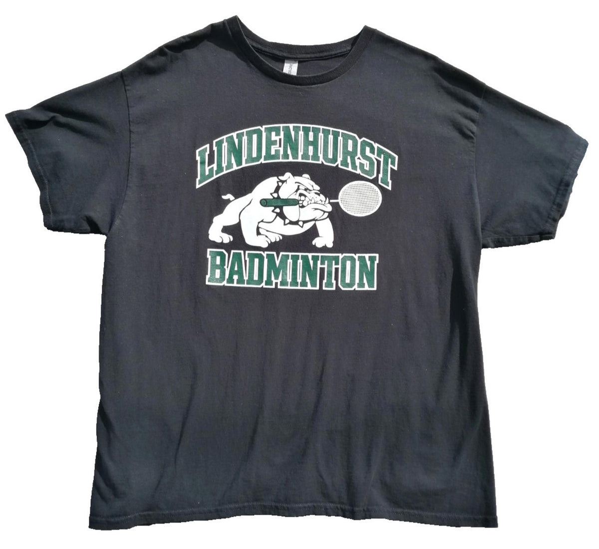 Gildan Black Lindenhurst Badminton Graphic Print T-Shirt Men's Size XL Black 100% Cotton