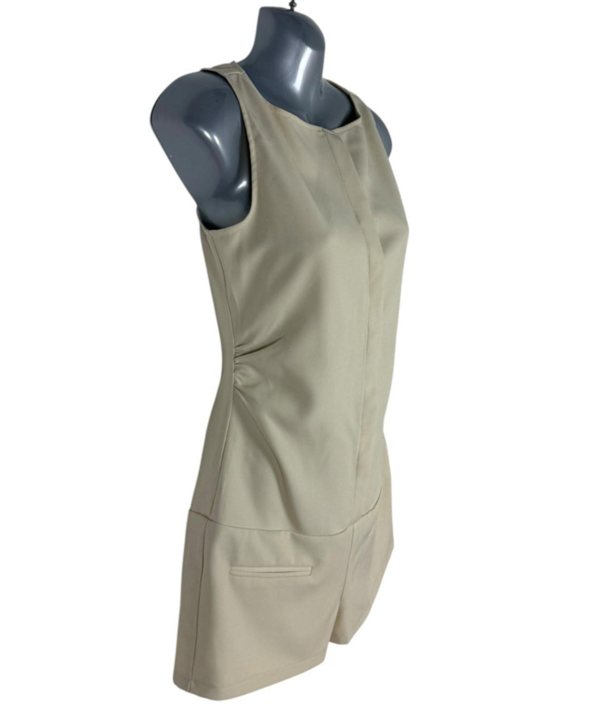 Pretty Little Thing Beige Playsuit Hidden Button Women’s UK Size 8