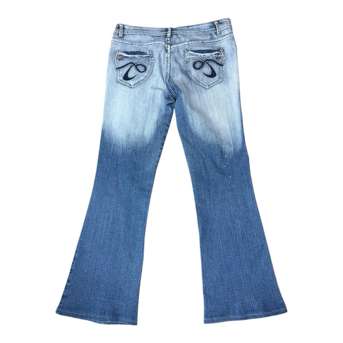 Choklate Faded Jeans Flared Women's UK Size 18 Studded Vintage Look Blue Denim